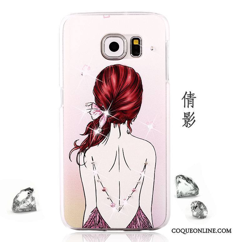 Samsung Galaxy S6 Rose Coque Peinture Incassable Strass Étui Délavé En Daim