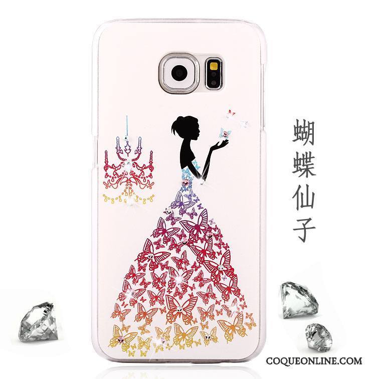 Samsung Galaxy S6 Rose Coque Peinture Incassable Strass Étui Délavé En Daim