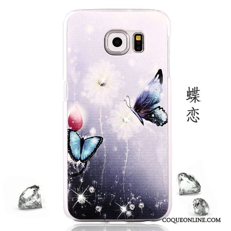 Samsung Galaxy S6 Rose Coque Peinture Incassable Strass Étui Délavé En Daim