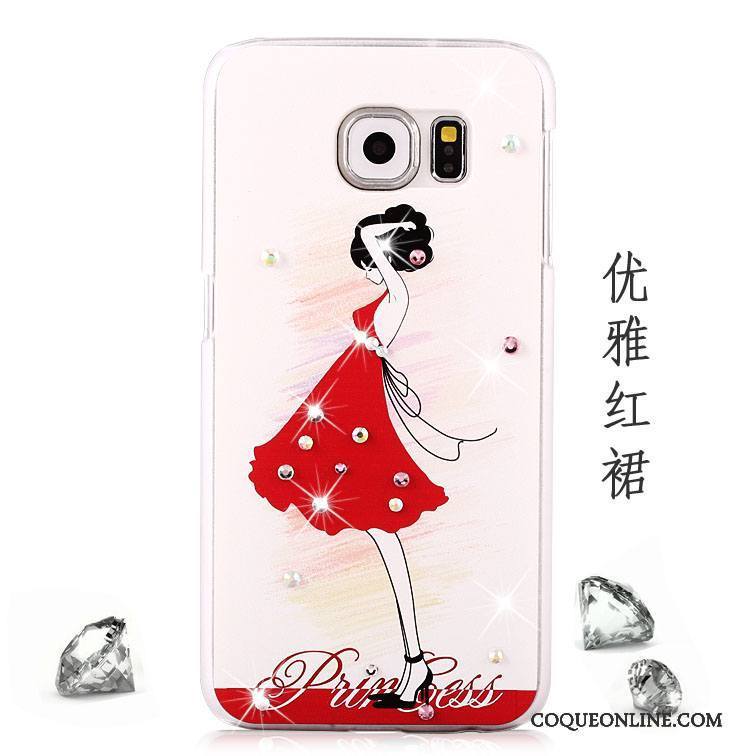 Samsung Galaxy S6 Rose Coque Peinture Incassable Strass Étui Délavé En Daim