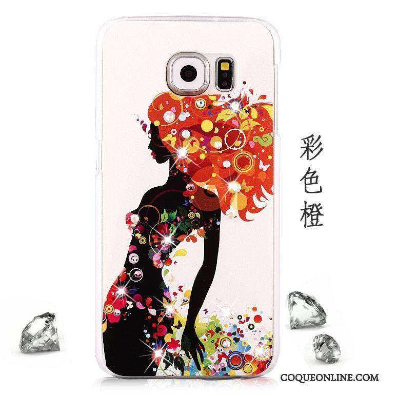 Samsung Galaxy S6 Rose Coque Peinture Incassable Strass Étui Délavé En Daim