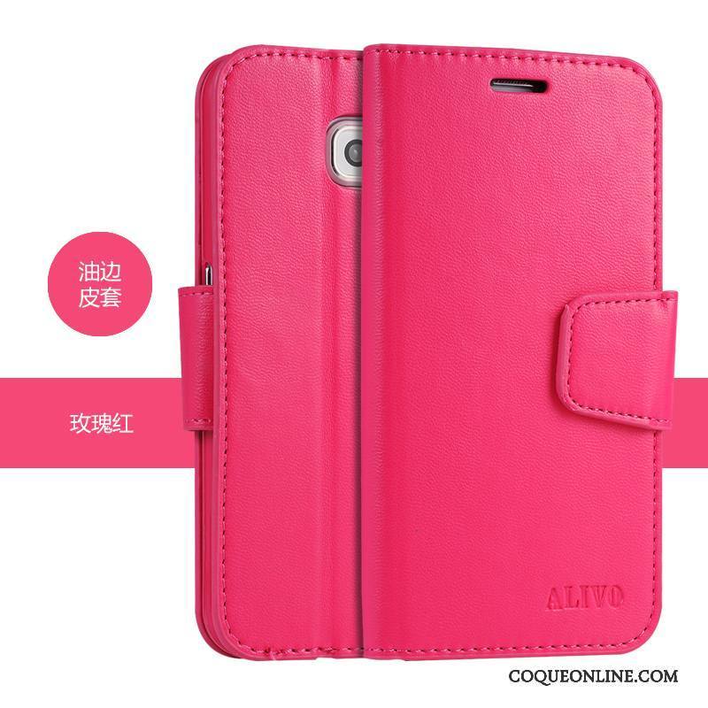 Samsung Galaxy S6 Rose Téléphone Portable Étui En Cuir Protection Fluide Doux Coque Étoile