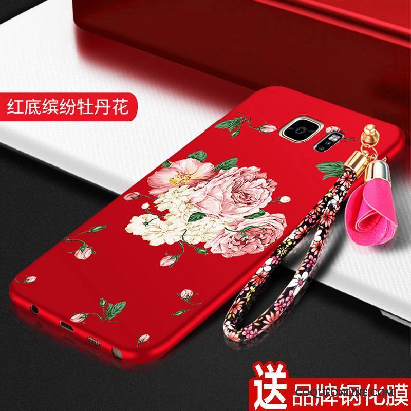 Samsung Galaxy S6 Tout Compris Rouge Incassable Coque De Téléphone Délavé En Daim Étoile Silicone