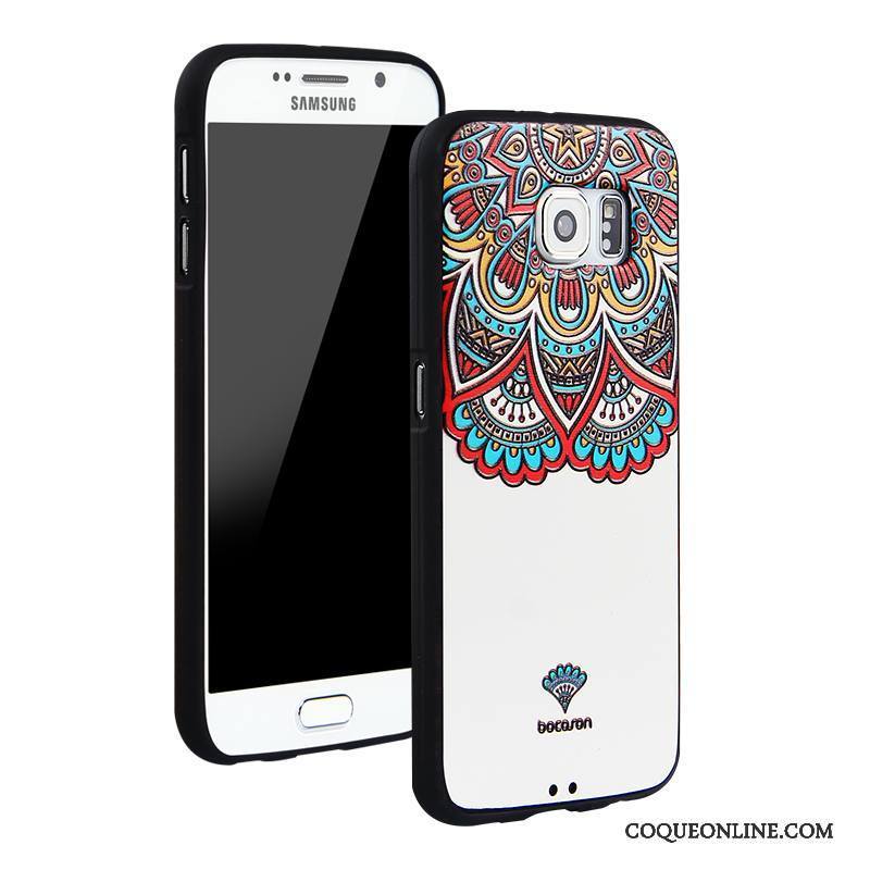 Samsung Galaxy S6 Étui Étoile Multicolore Dessin Animé Blanc Incassable Coque De Téléphone