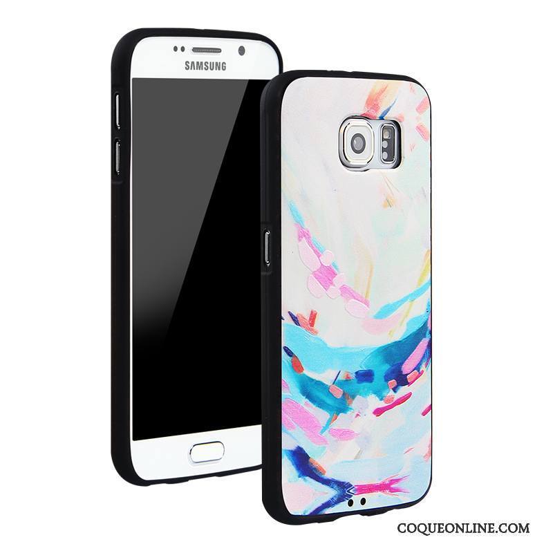 Samsung Galaxy S6 Étui Étoile Multicolore Dessin Animé Blanc Incassable Coque De Téléphone