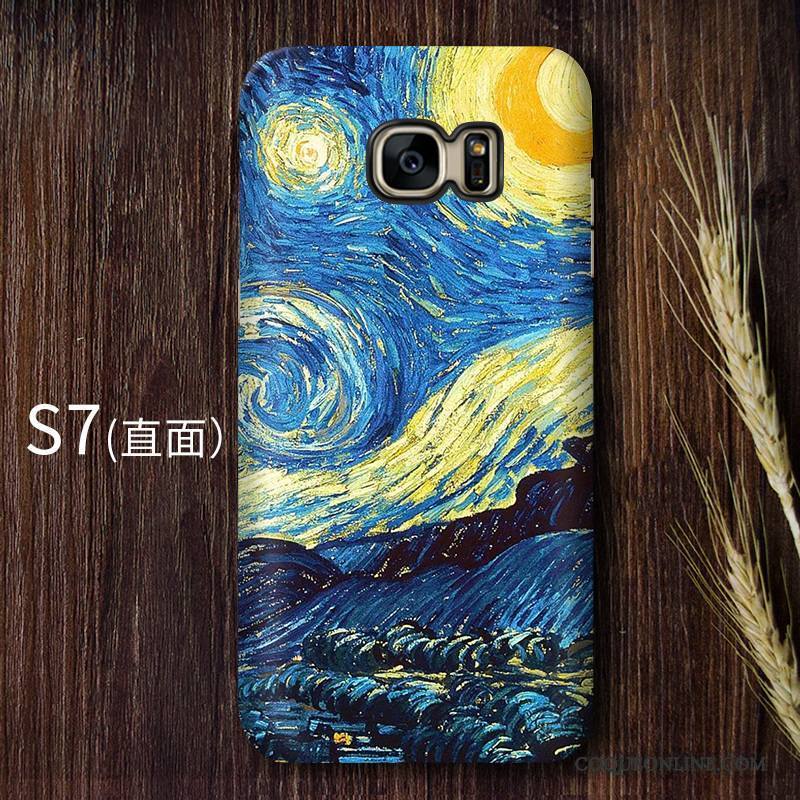 Samsung Galaxy S7 Art Ciel Étoilé Vintage Étui Haute Jaune Coque De Téléphone