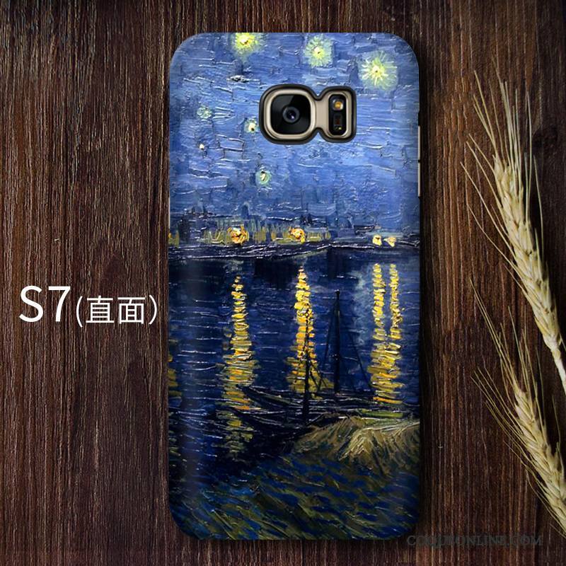 Samsung Galaxy S7 Art Ciel Étoilé Vintage Étui Haute Jaune Coque De Téléphone