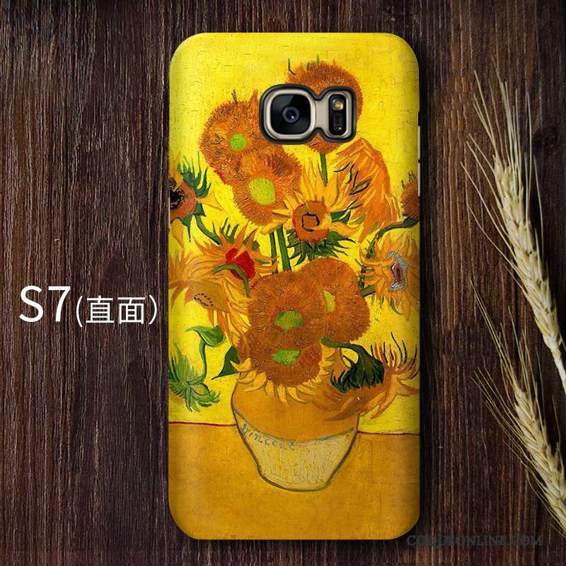 Samsung Galaxy S7 Art Ciel Étoilé Vintage Étui Haute Jaune Coque De Téléphone