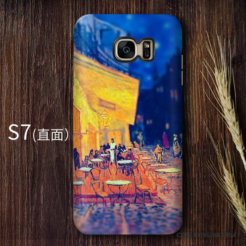 Samsung Galaxy S7 Art Ciel Étoilé Vintage Étui Haute Jaune Coque De Téléphone