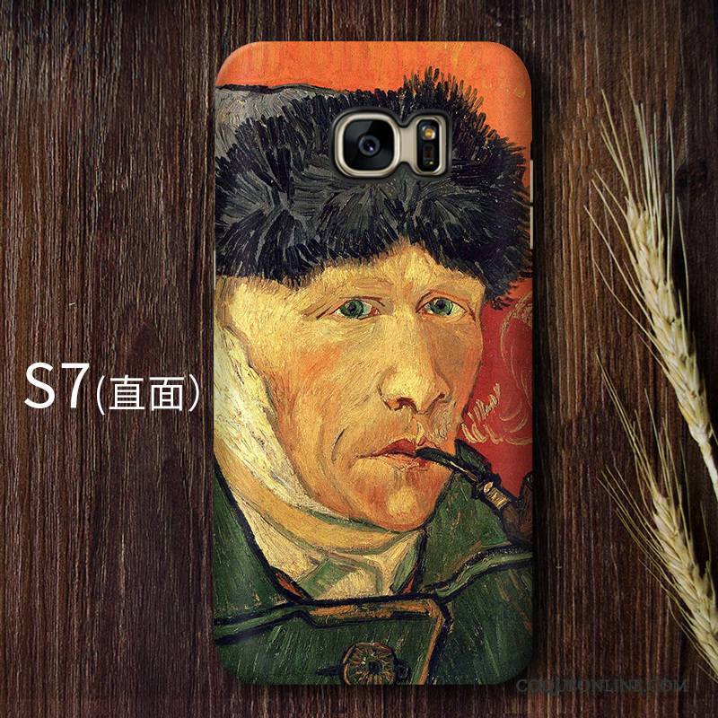 Samsung Galaxy S7 Art Ciel Étoilé Vintage Étui Haute Jaune Coque De Téléphone