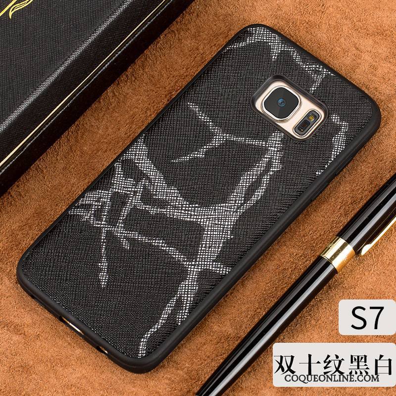 Samsung Galaxy S7 Border Difficile Cuir Véritable Refroidissement Coque De Téléphone Étoile Très Mince