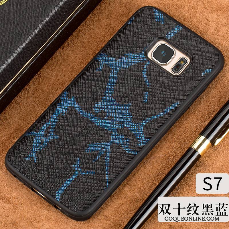 Samsung Galaxy S7 Border Difficile Cuir Véritable Refroidissement Coque De Téléphone Étoile Très Mince