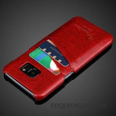 Samsung Galaxy S7 Coque Carte Téléphone Portable Étui En Cuir Couvercle Arrière Étoile Protection Vin Rouge