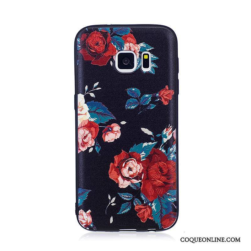 Samsung Galaxy S7 Coque De Téléphone Étoile Gaufrage Peinture Dessin Animé Noir Fluide Doux