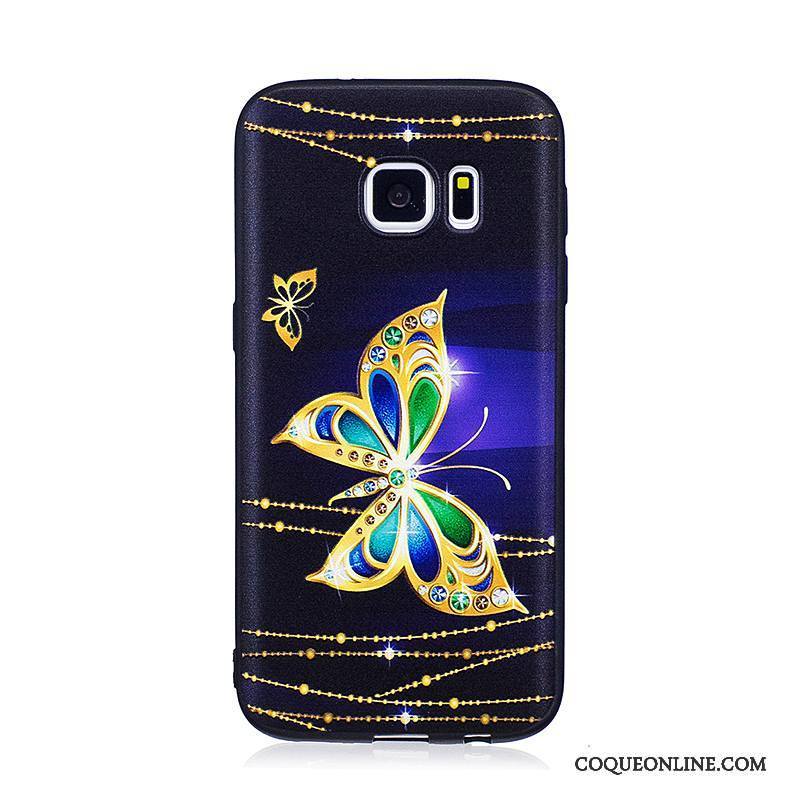 Samsung Galaxy S7 Coque De Téléphone Étoile Gaufrage Peinture Dessin Animé Noir Fluide Doux