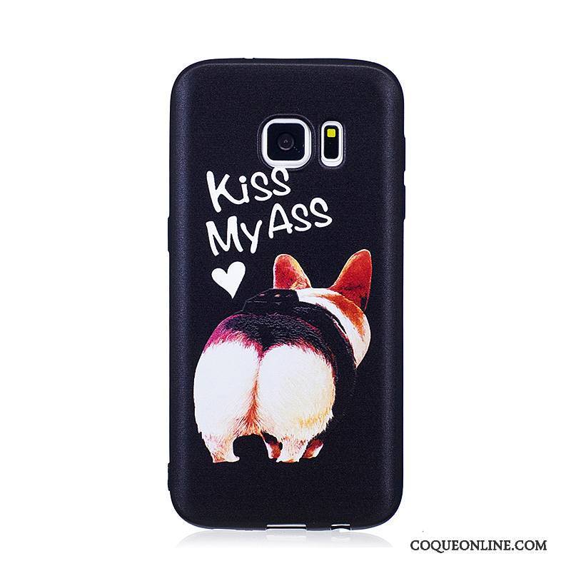 Samsung Galaxy S7 Coque De Téléphone Étoile Gaufrage Peinture Dessin Animé Noir Fluide Doux