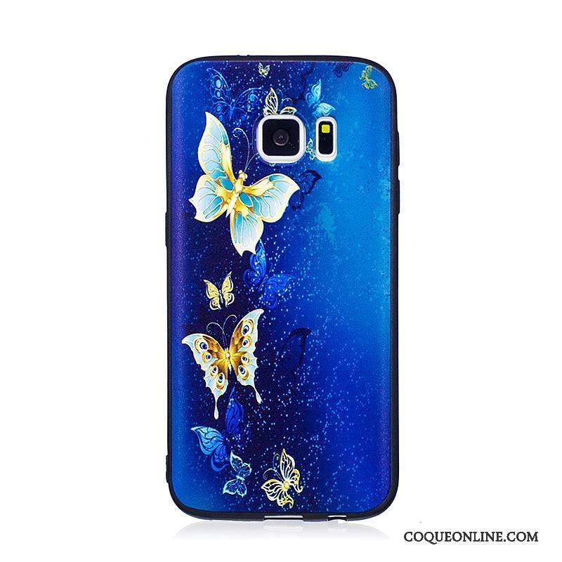 Samsung Galaxy S7 Coque De Téléphone Étoile Gaufrage Peinture Dessin Animé Noir Fluide Doux