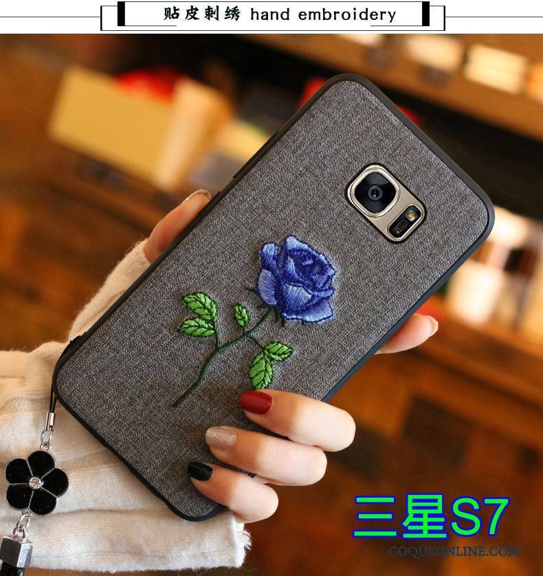 Samsung Galaxy S7 Coque Protection Tendance Broderie Silicone Étoile Fluide Doux Étui