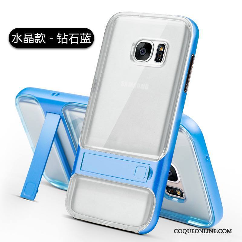 Samsung Galaxy S7 Coque Support Étui Protection Bleu Fluide Doux Étoile Incassable