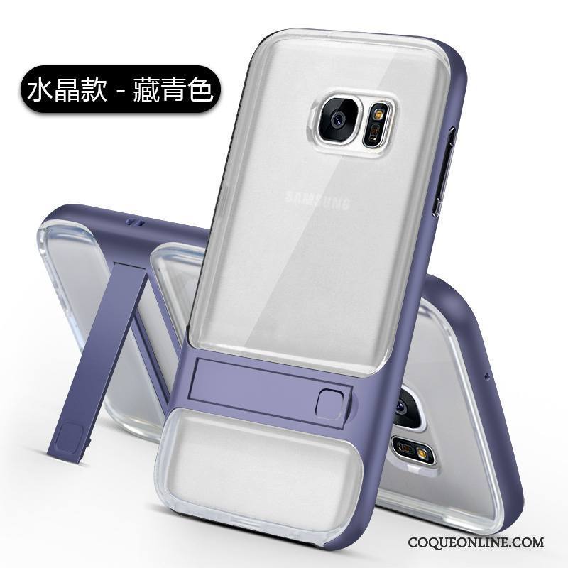 Samsung Galaxy S7 Coque Support Étui Protection Bleu Fluide Doux Étoile Incassable