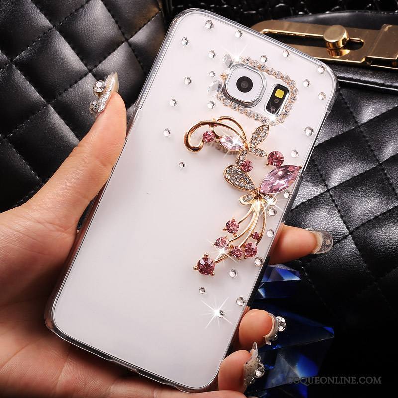 Samsung Galaxy S7 Coque Transparent Étoile Rose Téléphone Portable Strass Étui