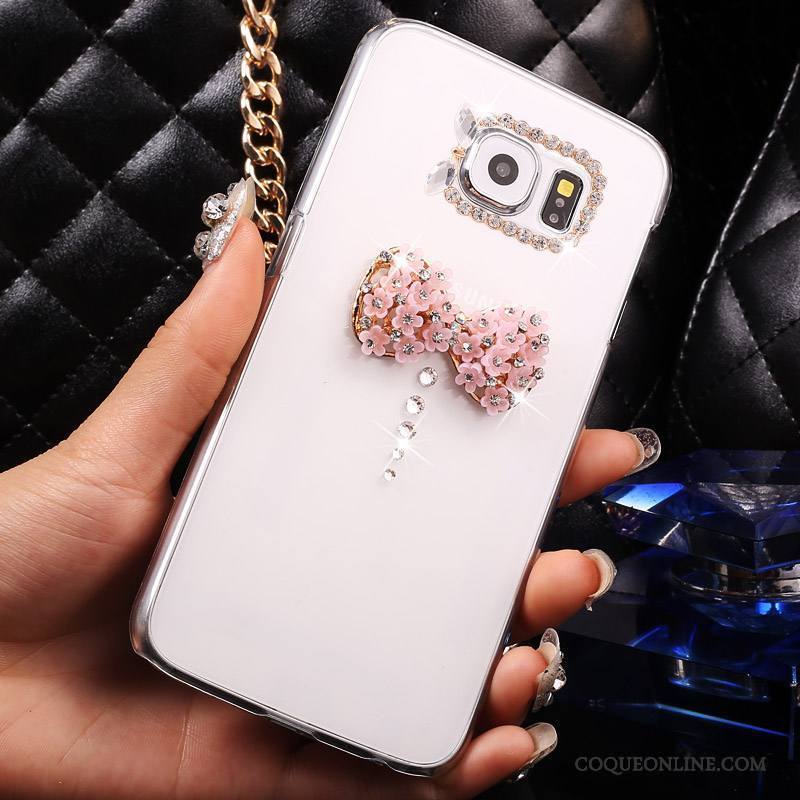 Samsung Galaxy S7 Coque Transparent Étoile Rose Téléphone Portable Strass Étui