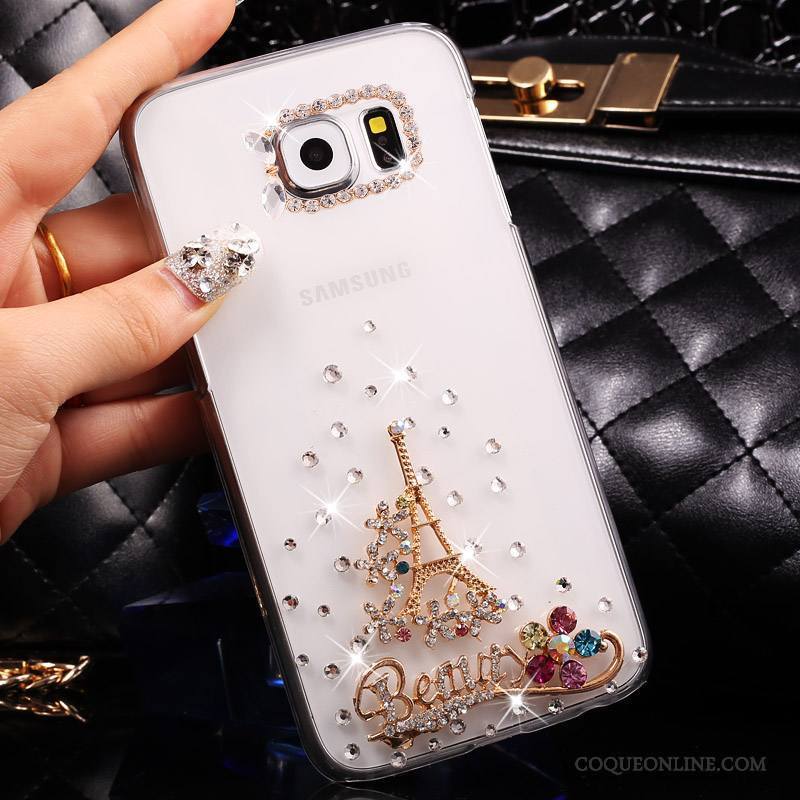 Samsung Galaxy S7 Coque Transparent Étoile Rose Téléphone Portable Strass Étui