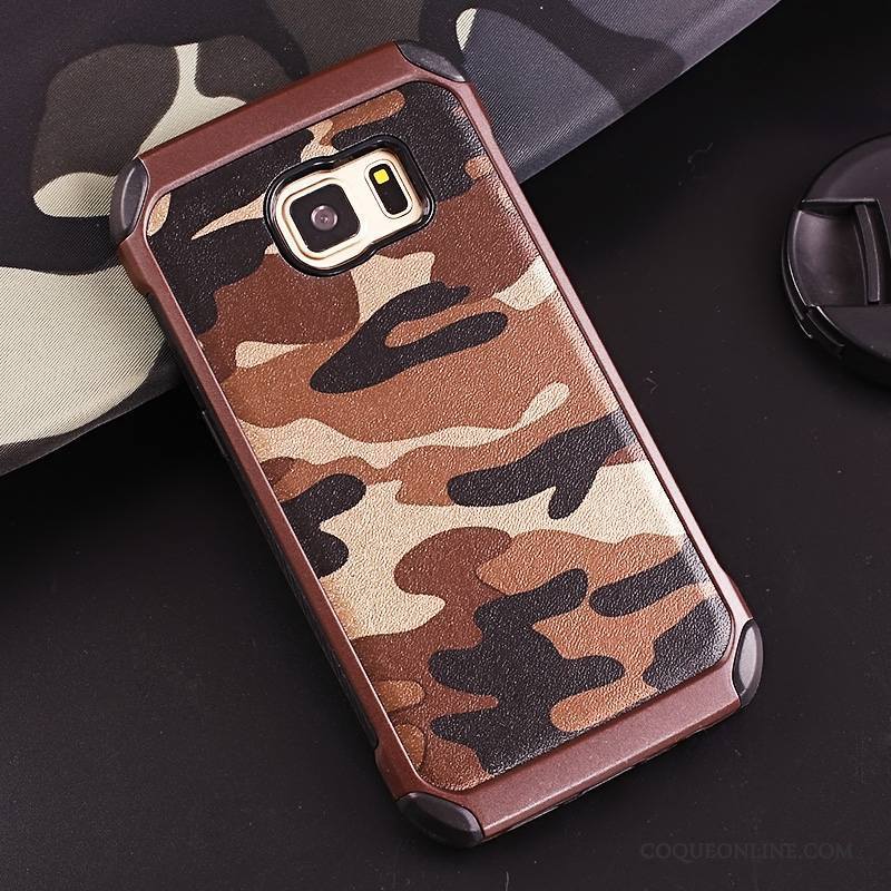 Samsung Galaxy S7 Coque Téléphone Portable Incassable Vert Étoile Camouflage Étui Anneau