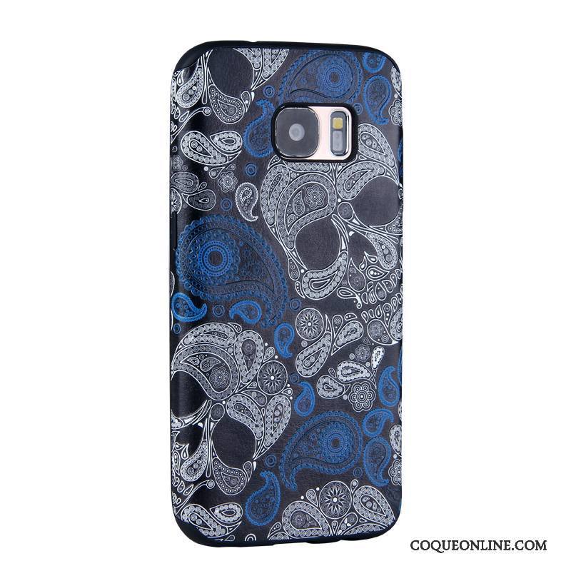 Samsung Galaxy S7 Dessin Animé Coque De Téléphone Peinture Étui Bleu Clair Fluide Doux Gaufrage