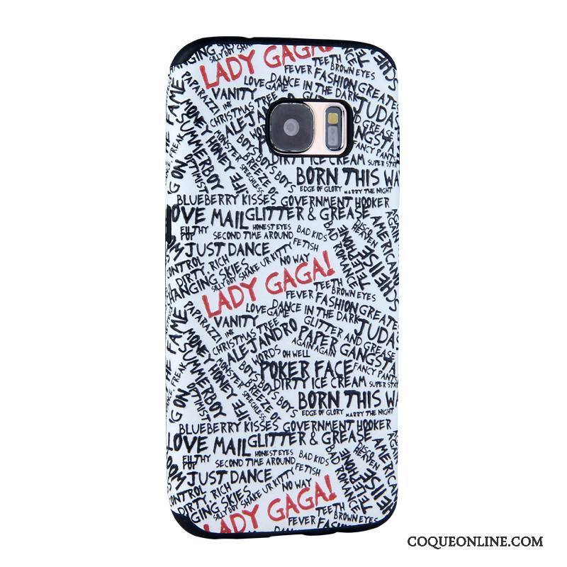 Samsung Galaxy S7 Dessin Animé Coque De Téléphone Peinture Étui Bleu Clair Fluide Doux Gaufrage