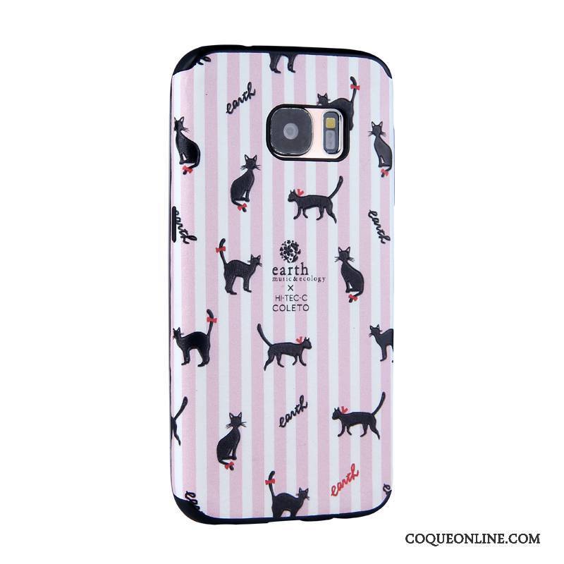 Samsung Galaxy S7 Dessin Animé Coque De Téléphone Peinture Étui Bleu Clair Fluide Doux Gaufrage