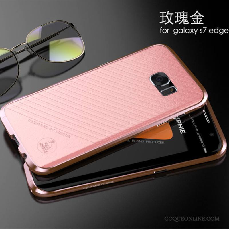 Samsung Galaxy S7 Edge Border Protection Étoile Rose Métal Coque De Téléphone