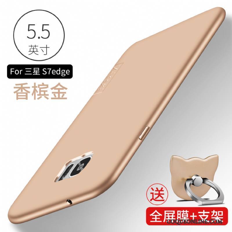 Samsung Galaxy S7 Edge Coque De Téléphone Délavé En Daim Étui Étoile Fluide Doux Rose Incassable