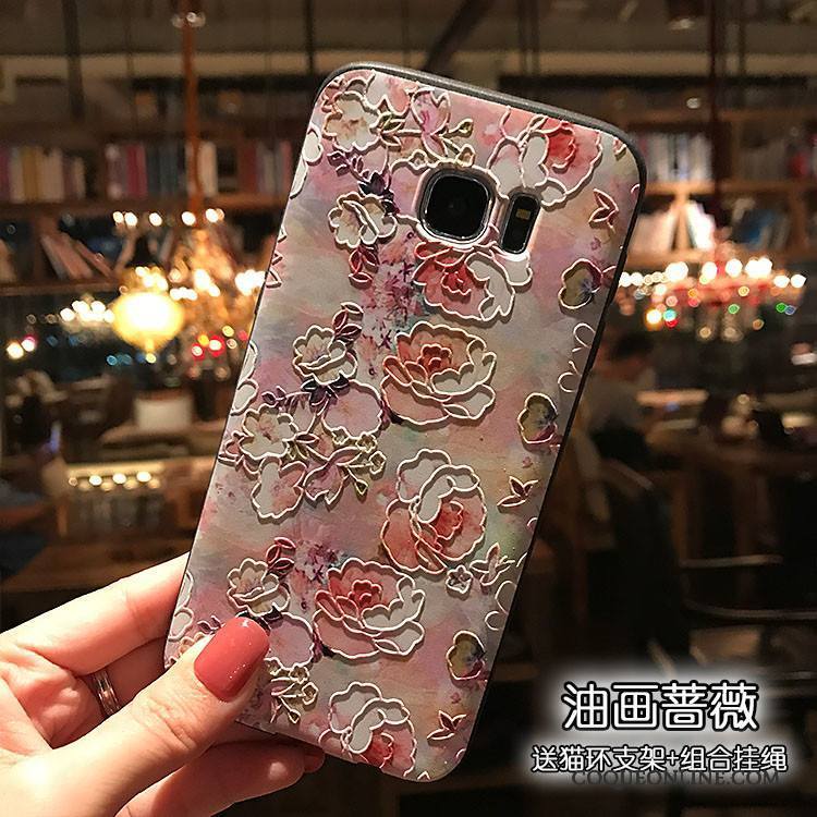 Samsung Galaxy S7 Edge Coque Silicone Tout Compris Noir Étoile Dessin Animé Sakura Fluide Doux