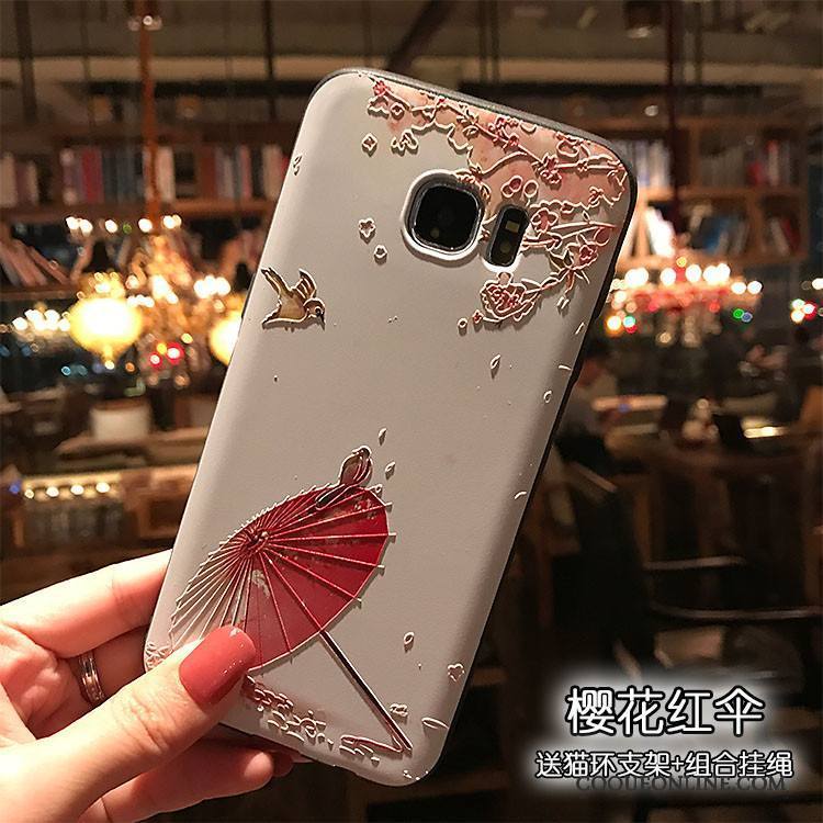 Samsung Galaxy S7 Edge Coque Silicone Tout Compris Noir Étoile Dessin Animé Sakura Fluide Doux