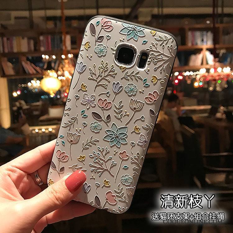 Samsung Galaxy S7 Edge Coque Silicone Tout Compris Noir Étoile Dessin Animé Sakura Fluide Doux