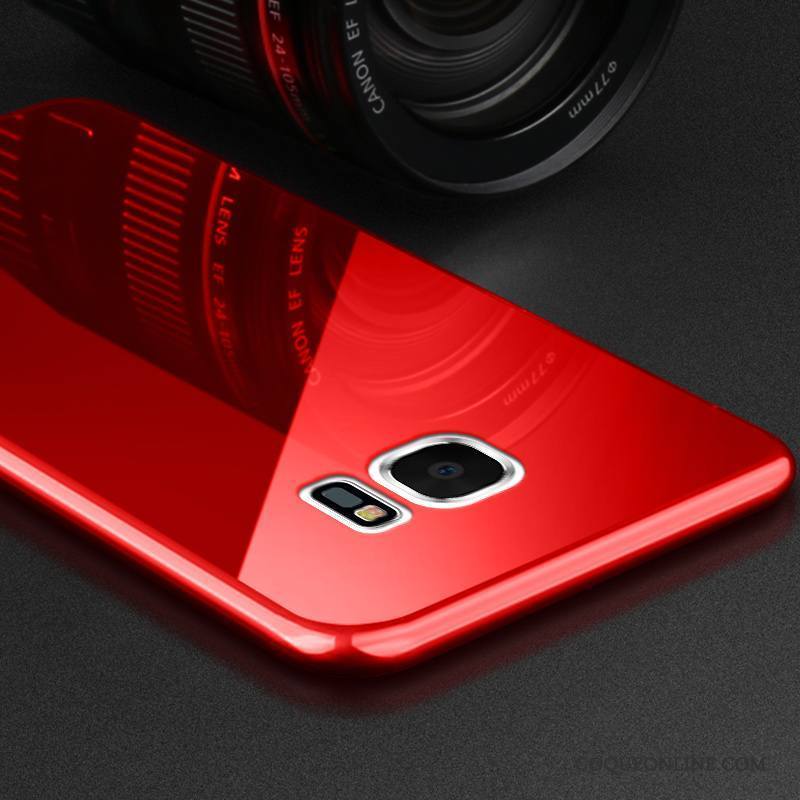 Samsung Galaxy S7 Edge Coque Très Mince Incassable Délavé En Daim Support Personnalité Rouge Étui