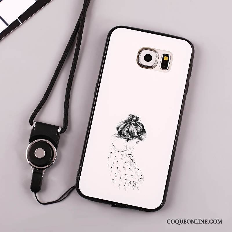 Samsung Galaxy S7 Edge Coque Étoile Étui Anneau Incassable Fluide Doux Blanc Ornements Suspendus