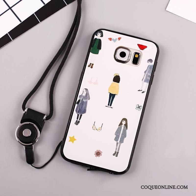 Samsung Galaxy S7 Edge Coque Étoile Étui Anneau Incassable Fluide Doux Blanc Ornements Suspendus