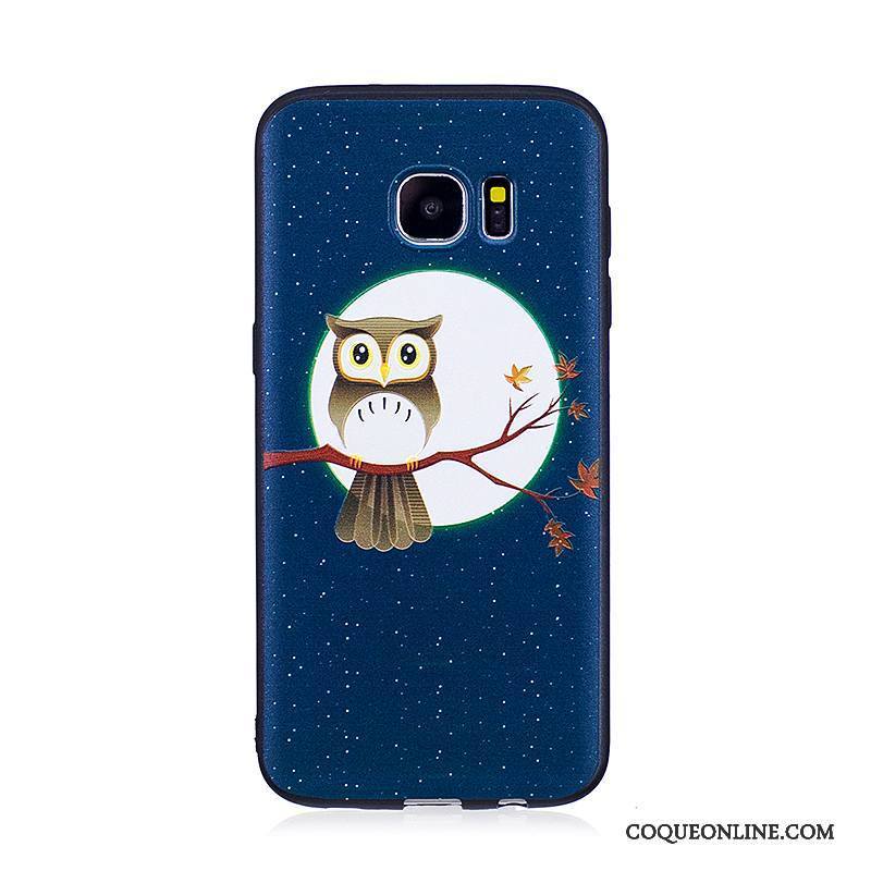 Samsung Galaxy S7 Edge Coque Étoile Étui Fluide Doux Bleu Tendance Gaufrage Protection