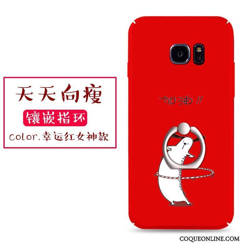 Samsung Galaxy S7 Edge Coque Étui Rouge Personnalité Délavé En Daim Tout Compris Créatif Étoile