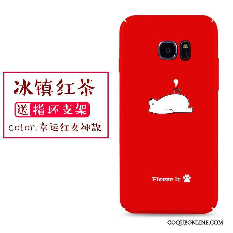 Samsung Galaxy S7 Edge Coque Étui Rouge Personnalité Délavé En Daim Tout Compris Créatif Étoile