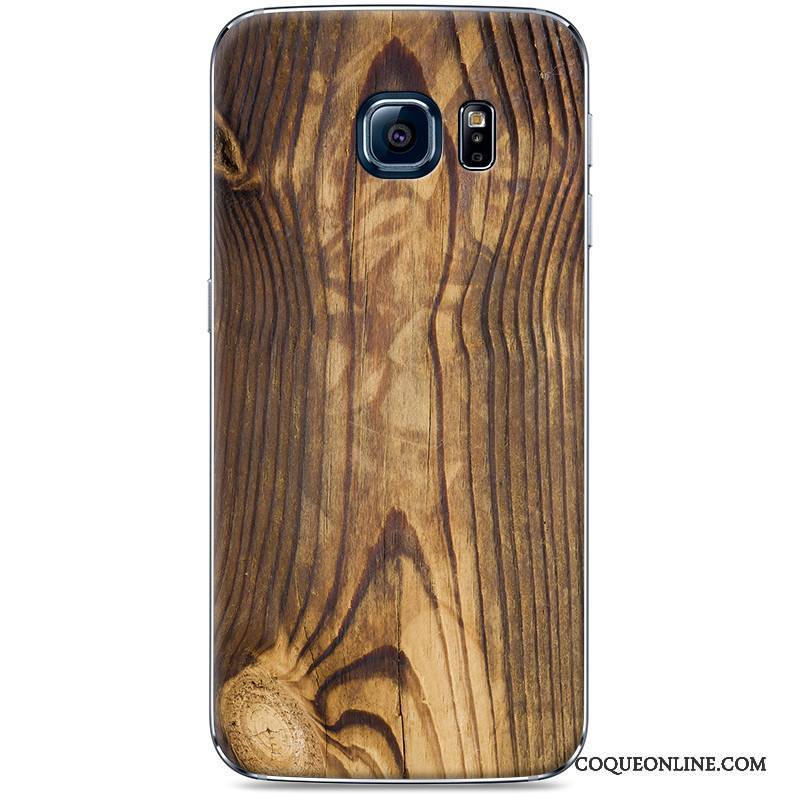 Samsung Galaxy S7 Edge Grain De Bois Peinture Incassable Étui Étoile Coque De Téléphone Noir