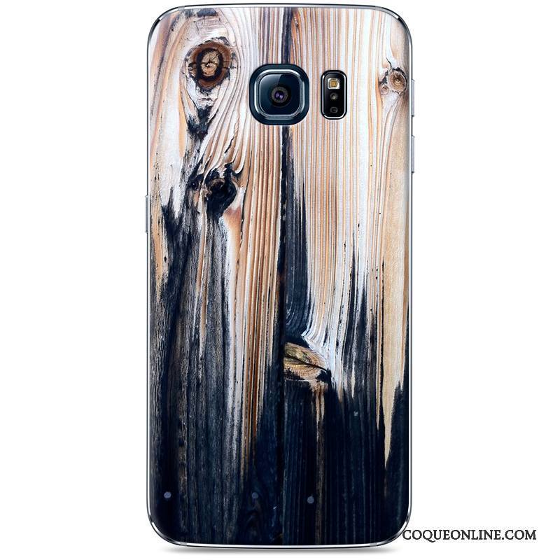 Samsung Galaxy S7 Edge Grain De Bois Peinture Incassable Étui Étoile Coque De Téléphone Noir