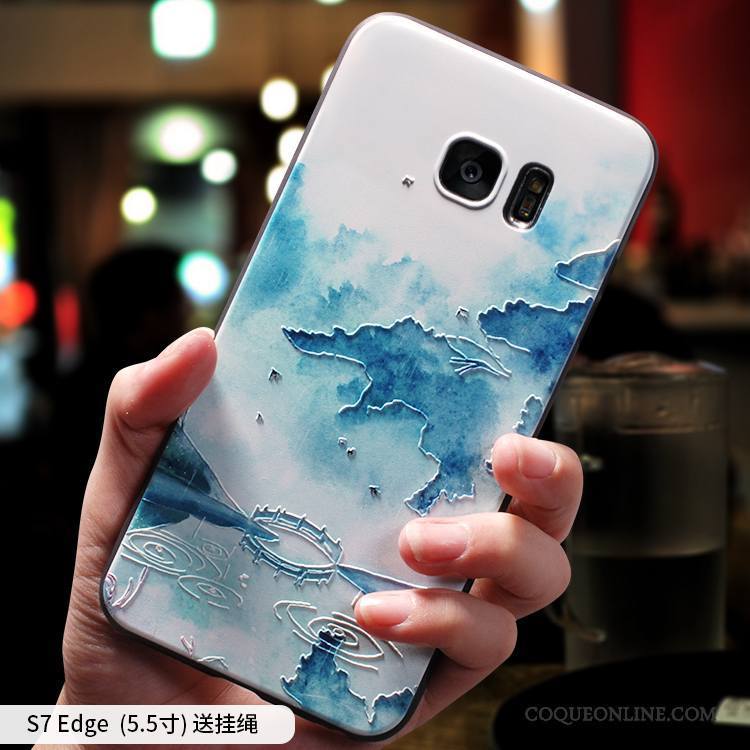 Samsung Galaxy S7 Edge Incassable Personnalité Bleu Clair Coque De Téléphone Tout Compris Étoile Créatif