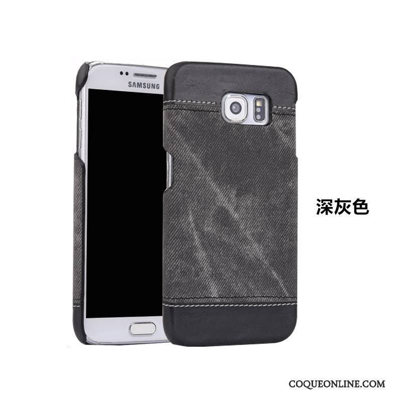 Samsung Galaxy S7 Edge Incassable Protection Étoile Coque De Téléphone Gris Légère Cuir Véritable