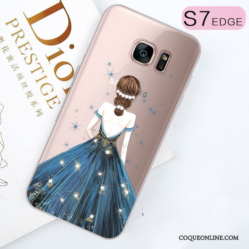 Samsung Galaxy S7 Edge Tendance Charmant Étui Silicone Étoile Strass Coque De Téléphone