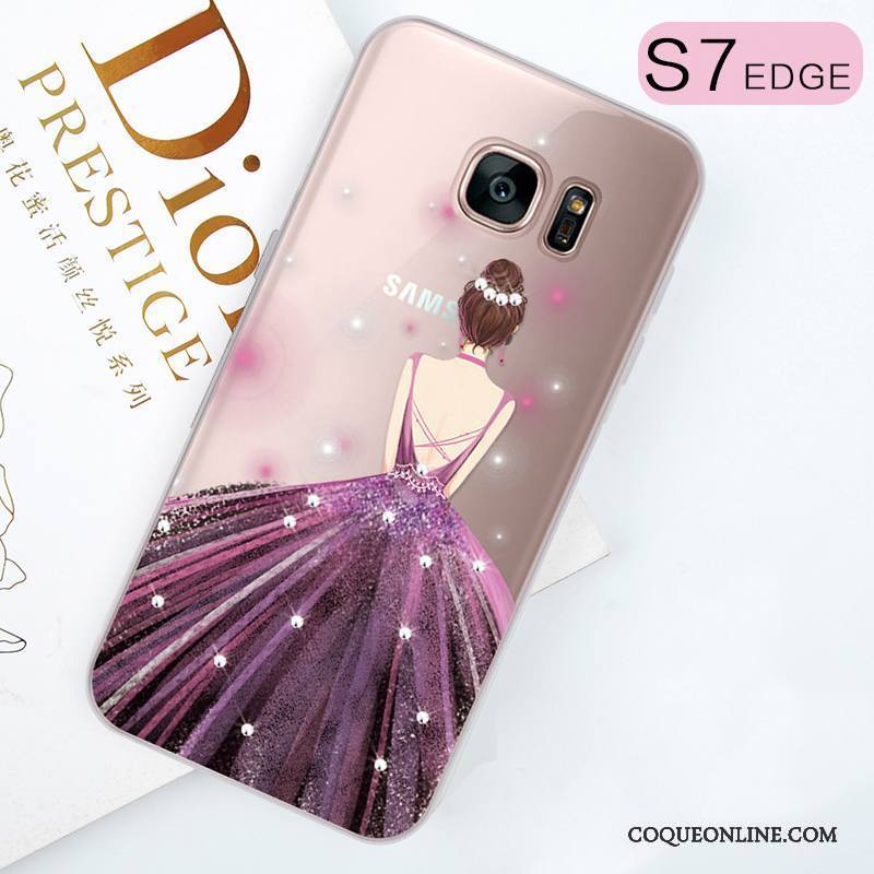 Samsung Galaxy S7 Edge Tendance Charmant Étui Silicone Étoile Strass Coque De Téléphone