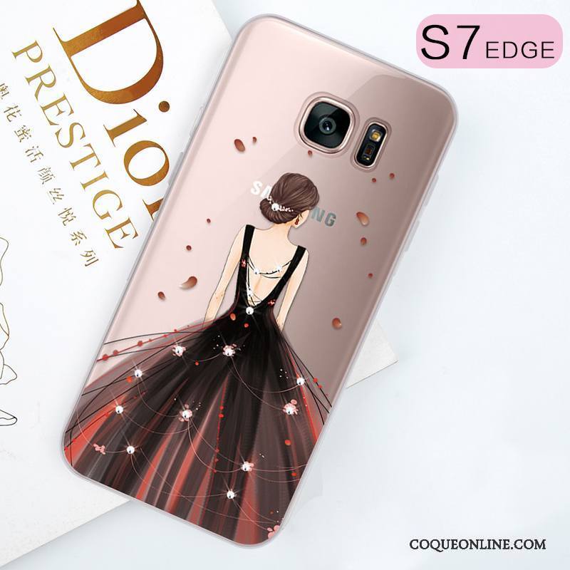 Samsung Galaxy S7 Edge Tendance Charmant Étui Silicone Étoile Strass Coque De Téléphone