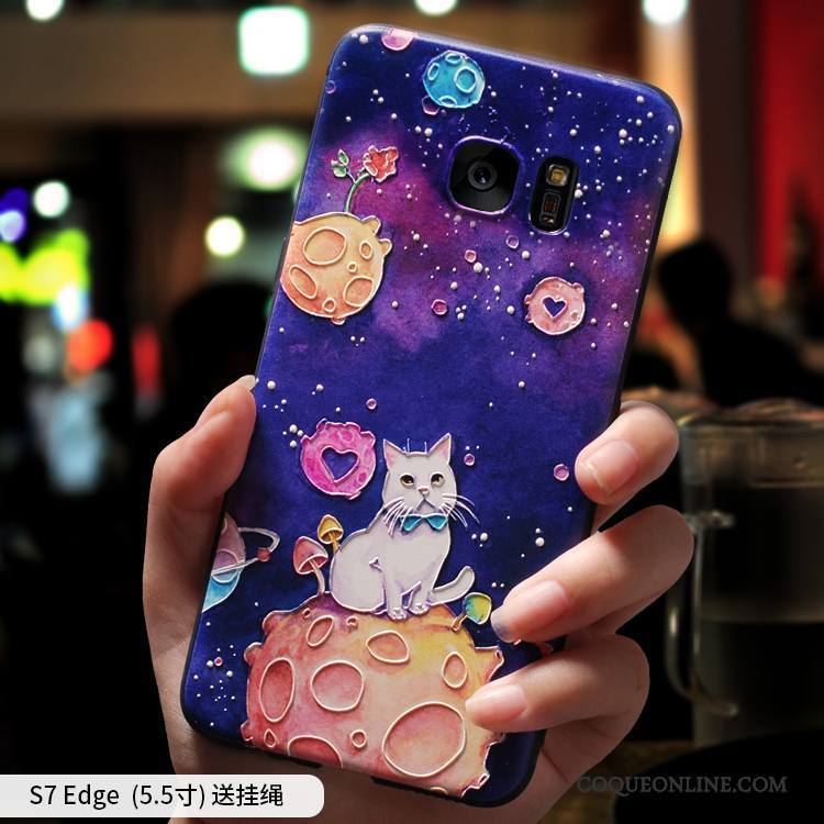 Samsung Galaxy S7 Edge Tout Compris Coque De Téléphone Incassable Violet Étoile Fluide Doux Étui
